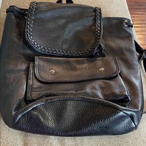 Elegant Black Leather Backpack
